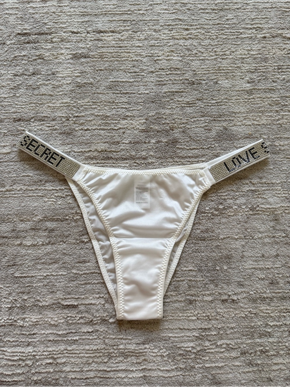 Love Secret Rhinestone Strap White Panty (Size Small)